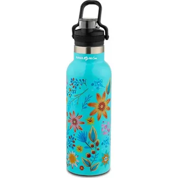 Ocelová cestovní lahev "WE CARE", tyrkysový, 500 ml