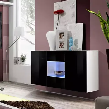 Komoda Komoda Fly Sbii+Sklo Černá / Bily WS FY Sbii