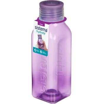 Láhev Láhev Sistema Square 475ml Barva: fialová/šedá