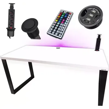 Kancelářská sestava Psací Stůl Low Loft Bílý 160x80x3,6 Model 3