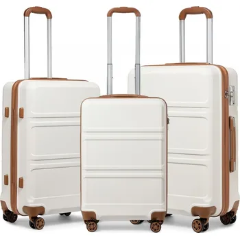 Kono K1871-1L Sada 3 kufry spinner 52/65/75cm Krémová ABS