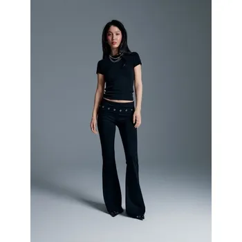 Dámské kalhoty Úpletové kalhoty do zvonu - XL - House - černá - 493JQ-99X