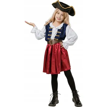 Karnevalový kostým KOSTÝM PRO DĚTI DÍVKA MALÁ PIRÁTKA PIRÁT KOSTÝM PŘEVLEK 120/130