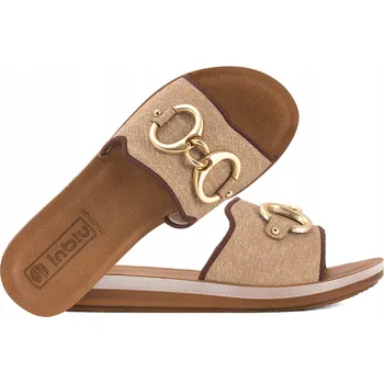 Dámské pantofle INBLU ZO-09 NAZOUVÁKY dámské PLOCHÉ pohodlné SOFT PU pískové 38 Béžová