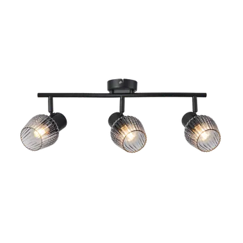 LED páska MITURA lampa sufitowa czarny 3x40W E27 klosz dymiony
