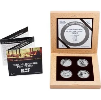 Sběratelství Sada čtyř stříbrných mincí Českoslovenští letci v RAF - Znaky perutí proof