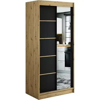 Kancelářská sestava Skříň Halifax V2 100 dub Artisan/černá/zrcadlo