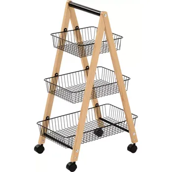 Obývací stěna Úložný vozík 3patrový GC6182 přírodní/černá