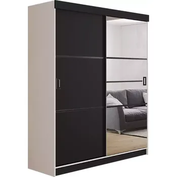 Kancelářská sestava Skříň Retro 138 4l Bílý / Přední Černá