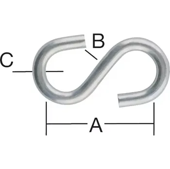 Tesařské kování S-hák 23,5 x 4 x 3 mm zn 2 ks