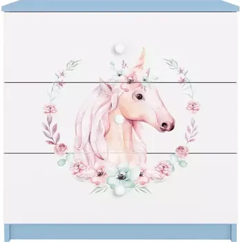 Dětský pokoj Dětská komoda Babydreams modrá - Kůň