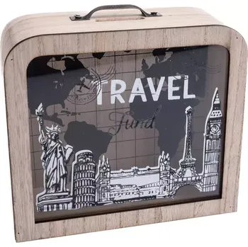 Pokladnička Dřevěná pokladnička se sklem 18x16x7cm