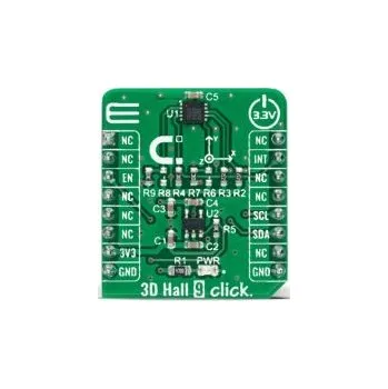 Vývojová deska Hallova sonda, klasifikace: Přídavná deska for ALS31300, pro použití s: Zásuvka mikroBUS 3D HALL 9 CLICK MIKROE-4948,