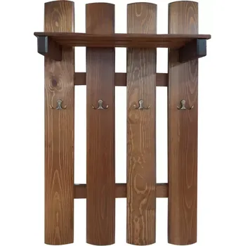 Předsíňová stěna Věšák s policí 4 kovové úchyty hnědá