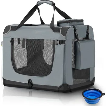 přepravka pro zvíře Juskys Přepravní box pro psa 56 x 81 x 58 cm tmavě šedý/černý