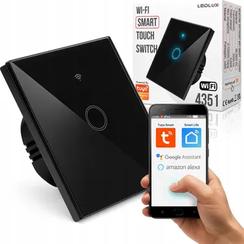 vypínač DOTYKOVÝ SPÍNAČ Dotykový SKLENĚNÝ JEDNODUCHÝ SKLO Černý LED WIFI TUYA SMART