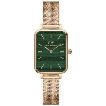 Hodinky Dámské hodinky DANIEL WELLINGTON Quadro Pressed Mesh Rose gold/Green