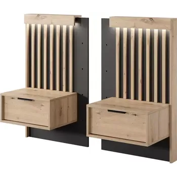 Noční stolek Noční stolky TALLY, 2 kusy, řemeslný dub/antracit