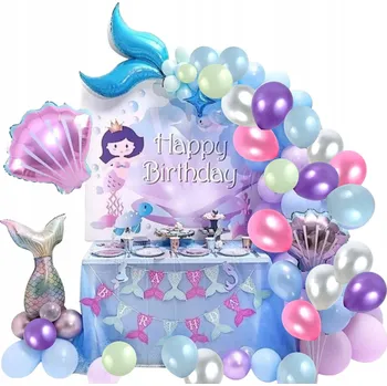 Girlanda z Balónková Girlanda s fialovou mořskou pannou a Ocas Mořské Panny