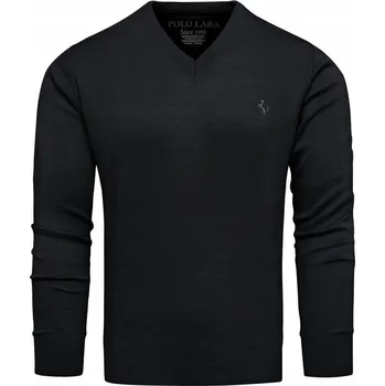 Pánský svetr Pánský svetr s výstřihem do V, bavlněný, černý, velikost XL