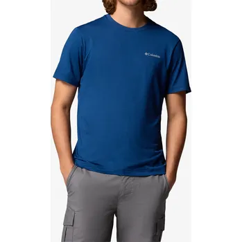 Rychleschnoucí triko Columbia Parsons Point S/S Back Graphic Tee - m.blue heather/a.gem badge