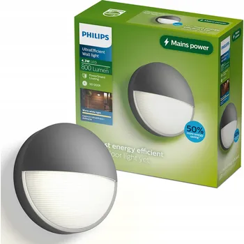 Venkovní osvětlení Venkovní nástěnné svítidlo Philips šedé s integrovaným LED zdrojem 4,3 W