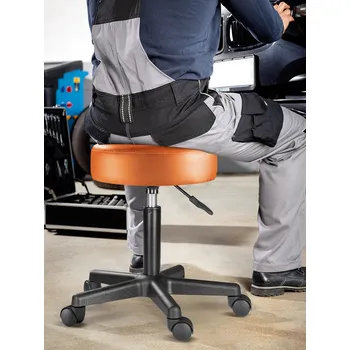 police Casaria® Pojízdná stolička z umělé kůže – oranžová, 360°