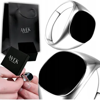 Prsten PÁNSKÝ PRSTEN PECET S ONYXEM Z OCELI STŘÍBRNÝ JAKO DÁREK VELIKOST 20