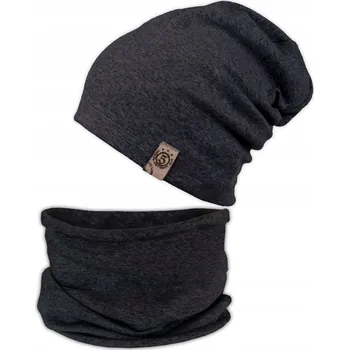 Čepice Grafitová bavlněná souprava jaro/podzim: ČEPICE + nákrčník vel. 54-60 cm