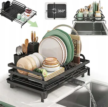 Odkapávač na nádobí ODKAPÁVAČ NA NÁDOBÍ, TELESKOPICKÝ ODKAPÁVAČ, SUŠÁK NA NÁDOBÍ NAD DŘEZ ČERNÝ