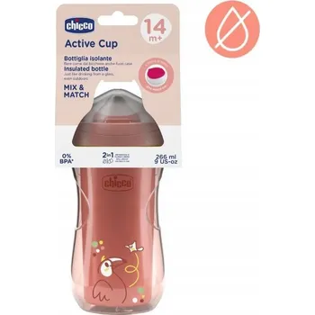 Kojenecká láhev CHICCO Hrneček Active s tvrdým náustkem pink, 14m+