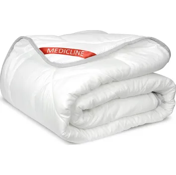 přikrývka Přikrývka Medicline 200x220 cm celoroční přikrývka na spaní materiál potahu z mikrovlákna s prošívanou silikonovou výplní 200 g/m2 hypoalergenní pratelná do 30 stupňů (bílá, 200 x 220 cm)