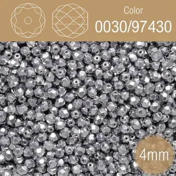 Korálek Korálky BROUŠENÉ 4mm. Barva 0030/97430. Neprůhledná s pokovem . Balení 120Ks.