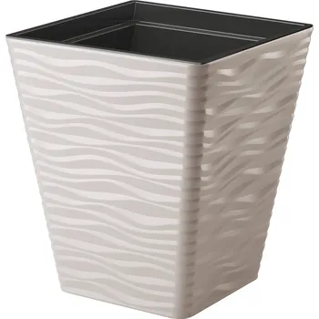 Květináč Form-Plastový plášť, mrazuvzdorný, s vložkou, světle šedý, čtverec Sahara Dunes 40