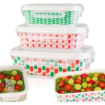 Dóza na potraviny SKLENĚNÉ NÁDOBY NA POTRAVINY SADA SKLENĚNÝCH HERMETICKÝCH KRABIČKA LUNCHBOX 3x