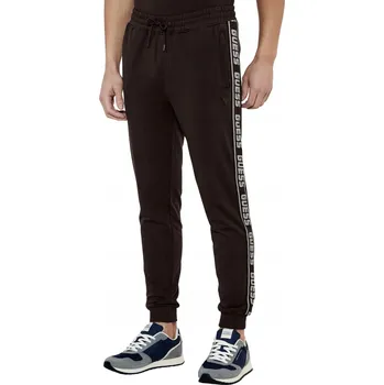 GUESS Hnědé pánské tepláky s lampasy New Arlo L