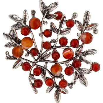 Brož Brož- lístek s korálky a zirkony- oranžový- 9001909-1