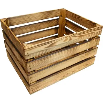 Přepravka na jídlo Dřevěná bedýnka opalovaná "L" 40x50x30 cm