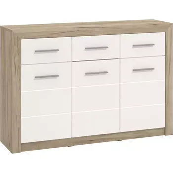 Komoda Etna 3d3s dub šedá/bílá lesk 11008634