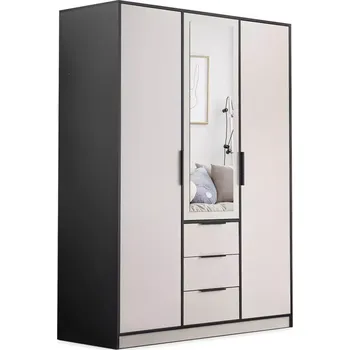 Předsíňová stěna Skříň Duarte D3 kašmír/černá/zrcadlo