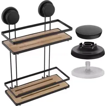 Úložný box Košík bambus rovný. 2 police na přísavky gavi-bp2