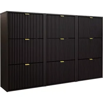 Předsíňová stěna Botník Laro III závěsný černá/černá/zlatá