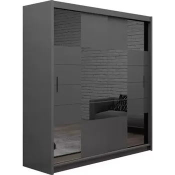 Předsíňová stěna Skříň Aruba-2 203cm Grafitová/Grafitové Zrcadlo