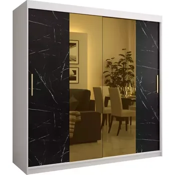 Předsíňová stěna Skříň Platinum T1 200 bílá mramor/černá