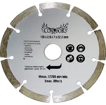 Příslušenství k brusce Diamantový kotouč, na sucho, segmentový, 125 mm, Condor