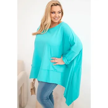 Dámská tunika Dámská tunika Plus Size z bavlny s asymetrickým spodním lemem tyrkysová UNI
