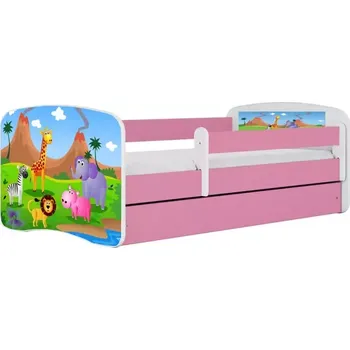 Ložnicová sestava Dětská postel Babydreams+M růžová 70x140 Safari