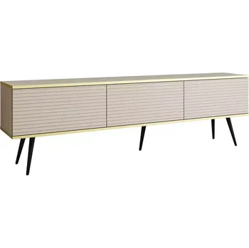 Obývací stěna Tv stolek Oro mdf rýhovaná 175 béžová + nohy černé