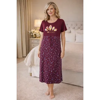 Dámská noční košile Noční košile I LOVE is cream -bordó Velikost: XL