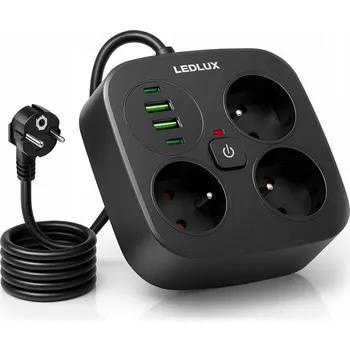 Napájecí kabel Prodlužovací Kabel lišta LEDLUX 3 m 3 ks zásuvek černá